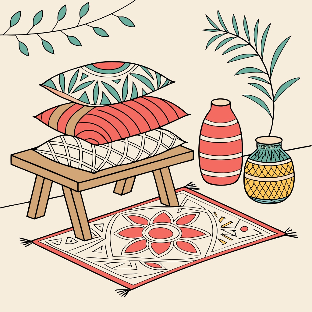 Curtains and decor creating a calm corner